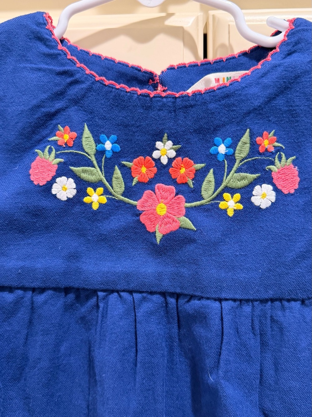 Mini Boden Navy Floral Embroidered Tiered Dress - Picture 5 of 6
